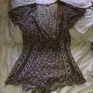 Earth toned summery romper with front tie